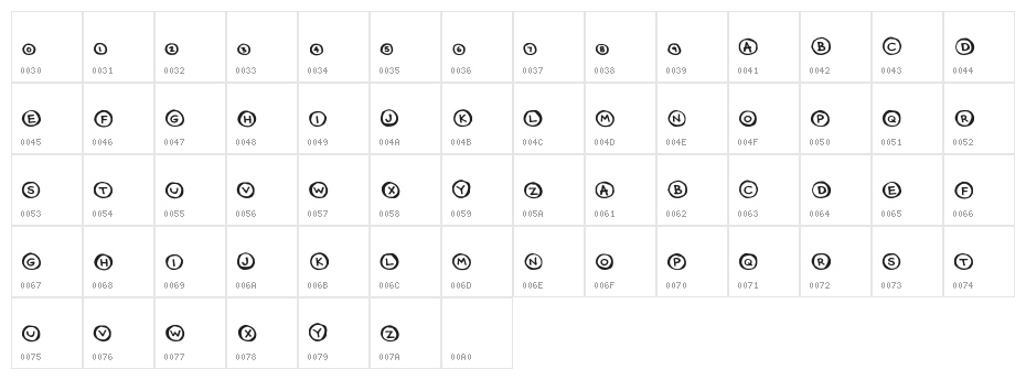 CircleCaps Character Map