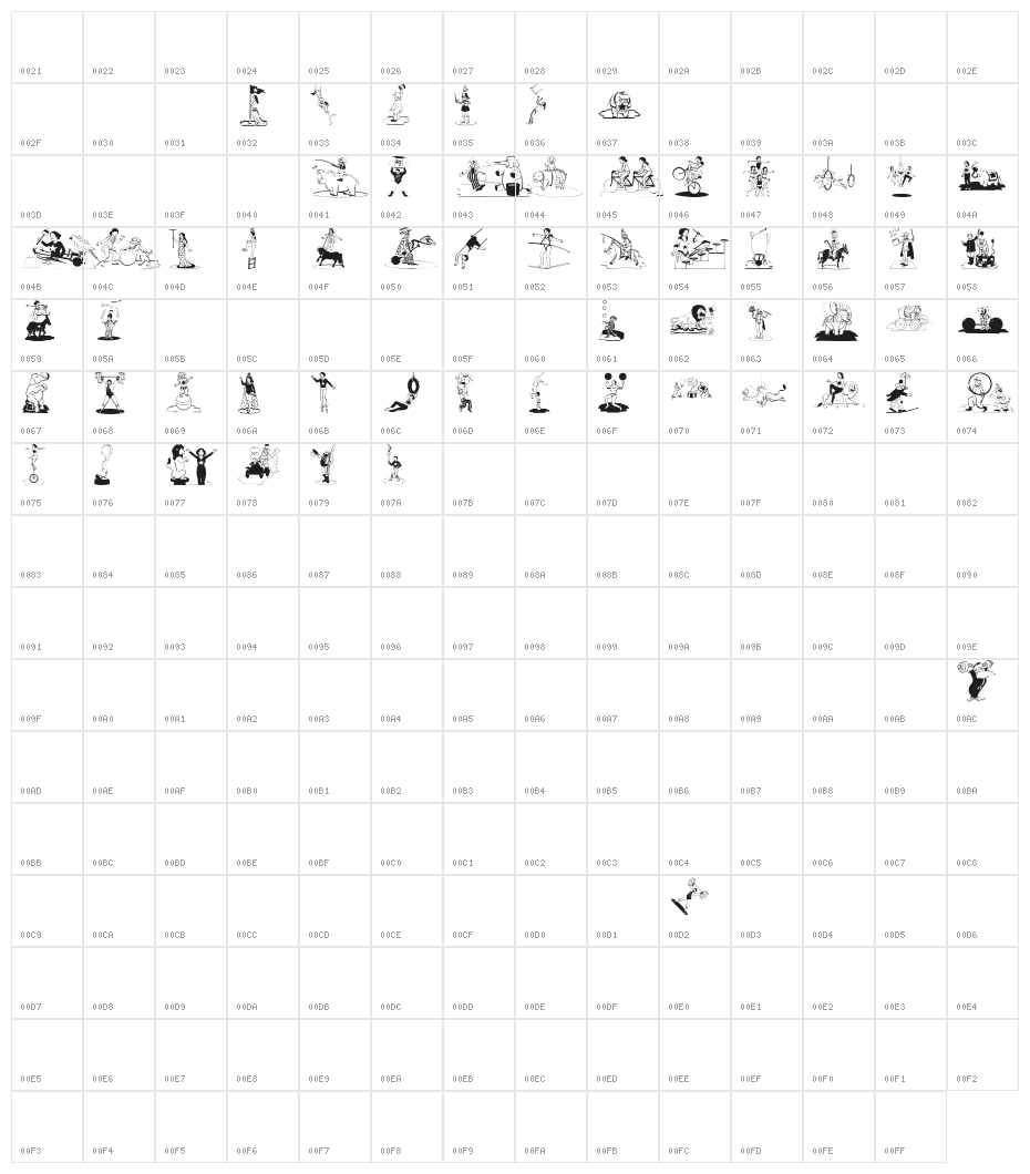 CircusAir Character Map