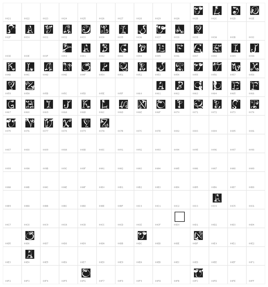 CircusBoldSquaresInvers Character Map