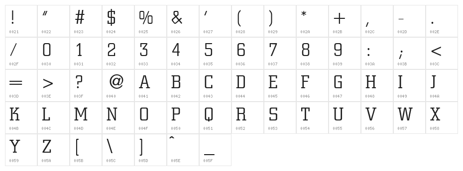 CitonLightDB Normal Character Map