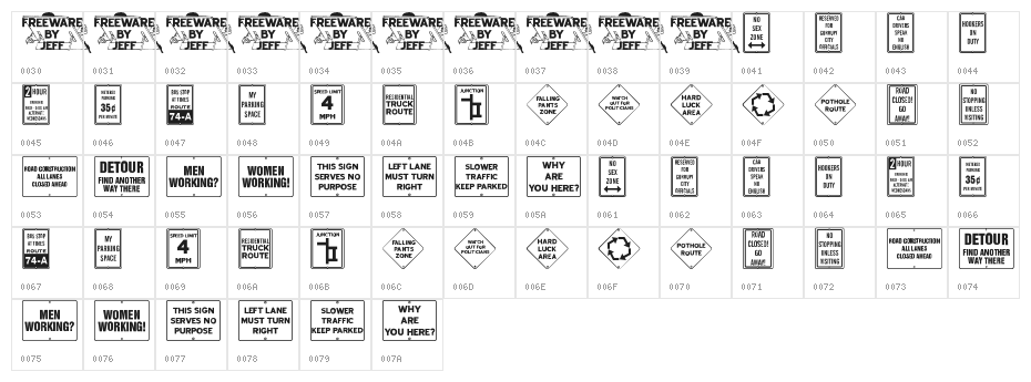 City Signs JL Character Map