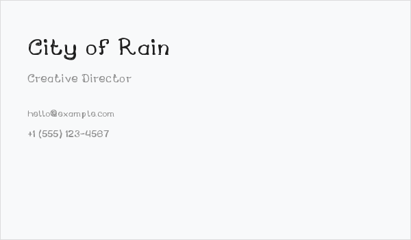 City of Rain Business Card