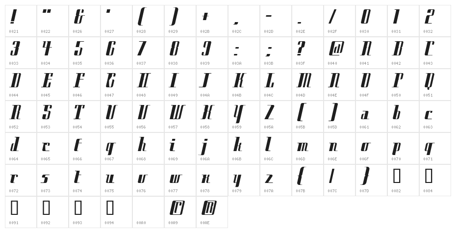 Citybold Character Map