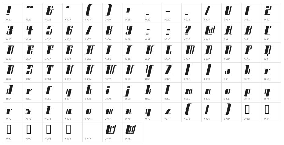 Cityexbold Character Map