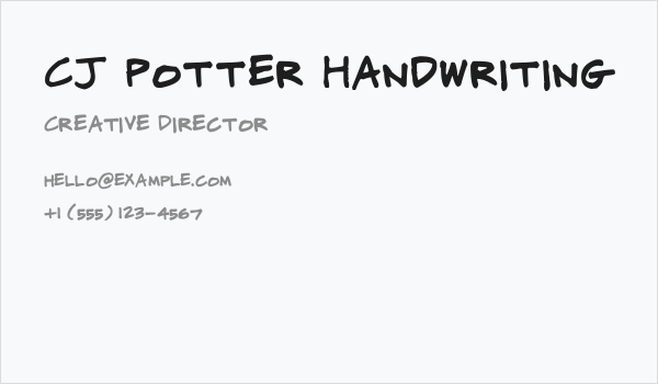 CJ Potter Handwriting Business Card