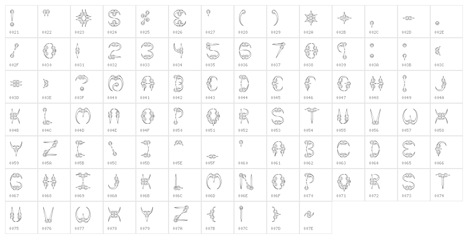 CLAW 1 -BRK- Character Map
