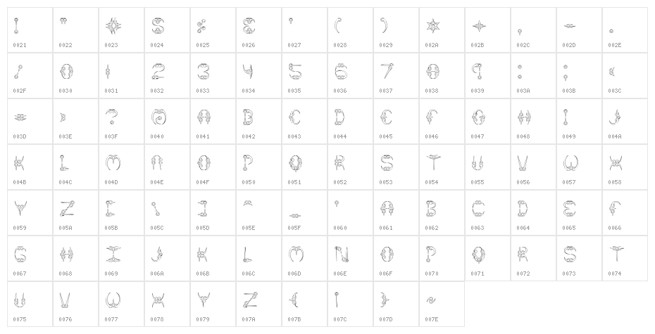 CLAW 2 -BRK- Character Map