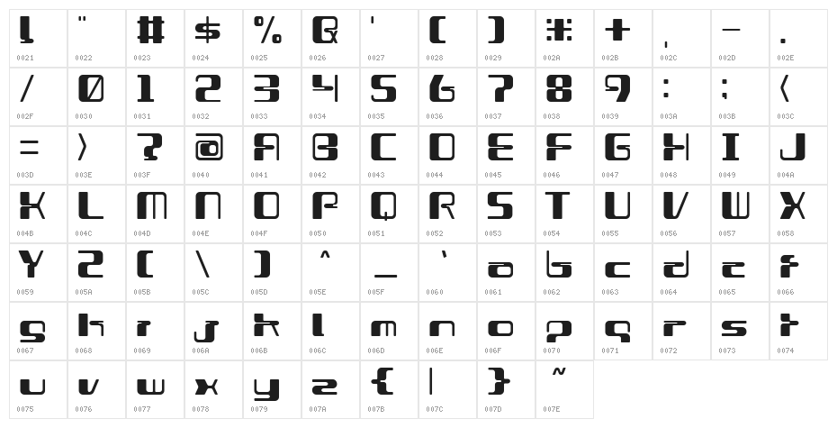 CLIQUE Bold Character Map