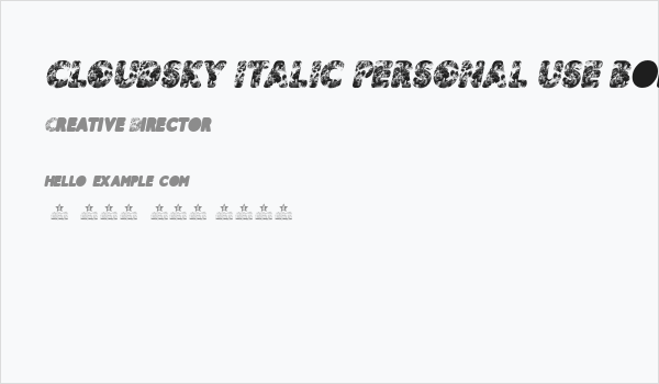 CLOUDSKY ITALIC PERSONAL USE Bold Italic Business Card