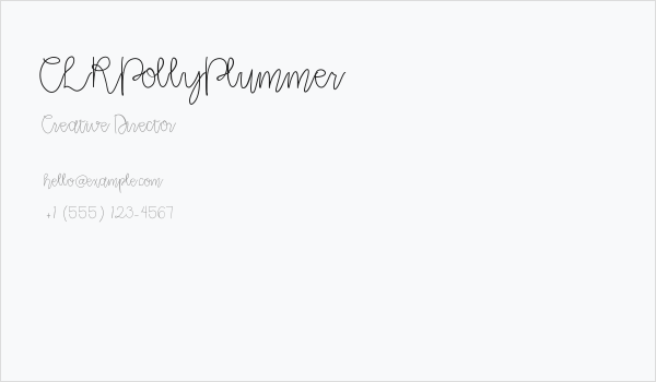 CLRPollyPlummer Business Card