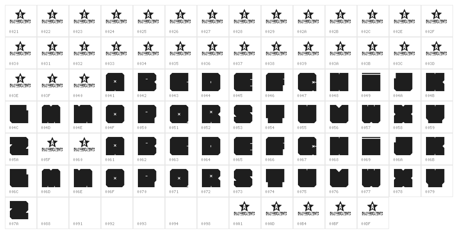 CLUB HAUS Bold Character Map