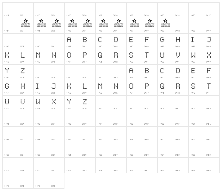 CLUSTER GLITCH Character Map
