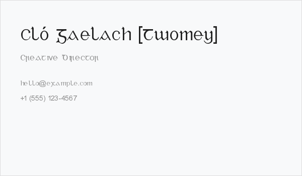 Cló Gaelach [Twomey] Business Card