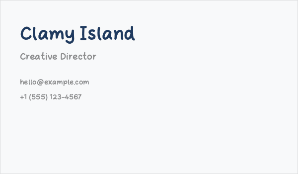 Clamy Island Business Card