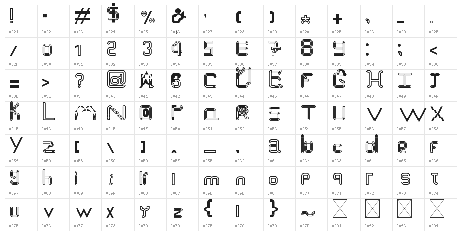 Clandervent Regular Character Map