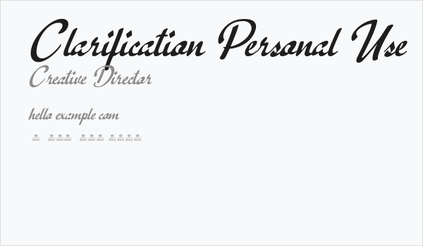 Clarification Personal Use  Business Card