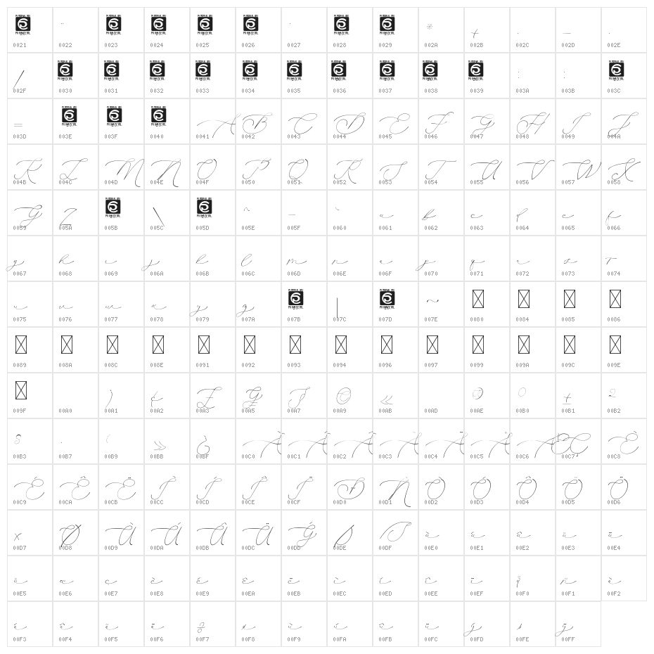 Clarinta Character Map