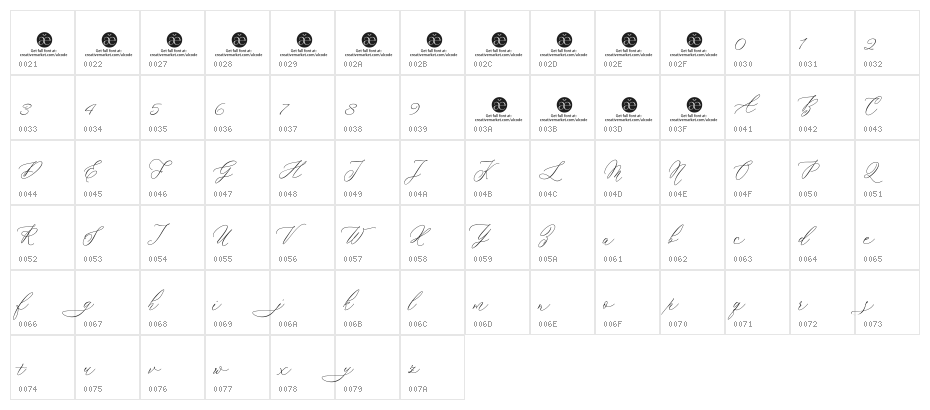 Claristy Character Map