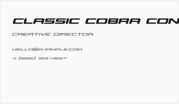 Classic Cobra Condensed Italic Business Card