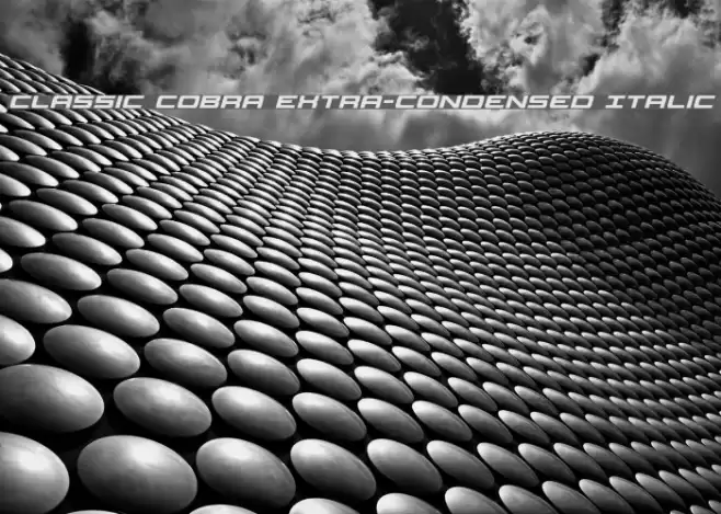 Classic Cobra Extra-Condensed Italic Font examples