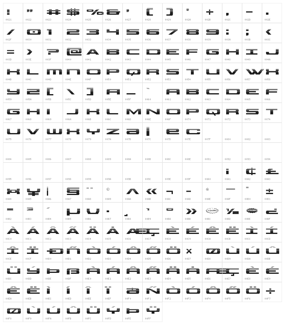 Classic Cobra Halftone Character Map
