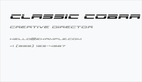 Classic Cobra Laser Italic Business Card