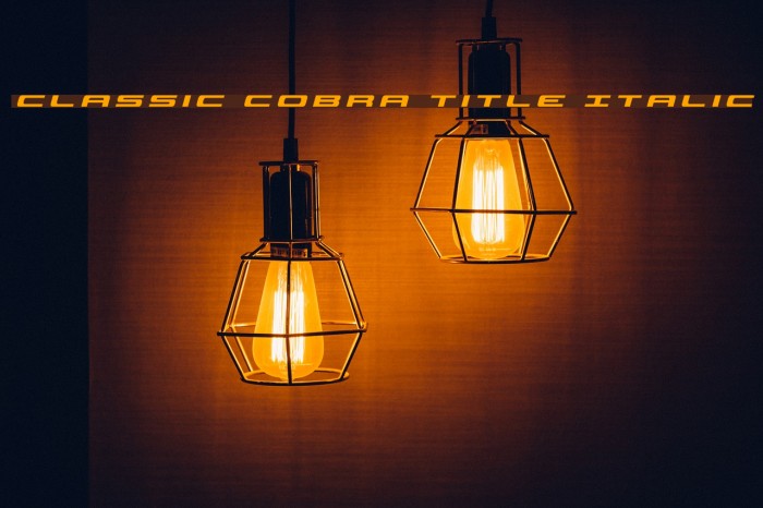 Classic Cobra Title Italic Font examples