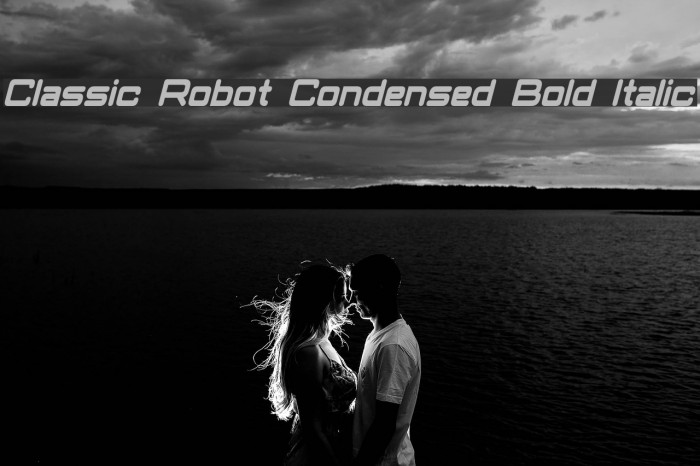 Classic Robot Condensed Bold Italic Font examples