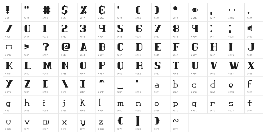 Classic Trash 2 BRK Character Map