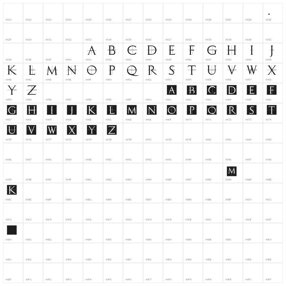 ClassicRomanCaps Character Map