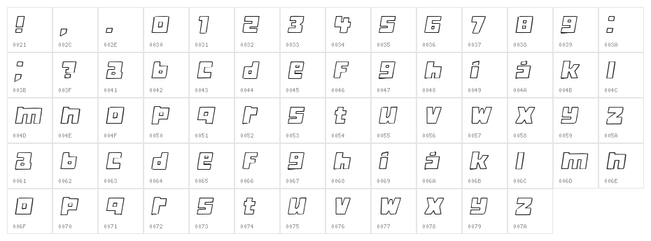 Classica Italic Character Map