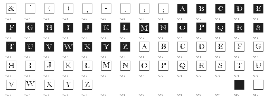 ClassicaCaps Character Map