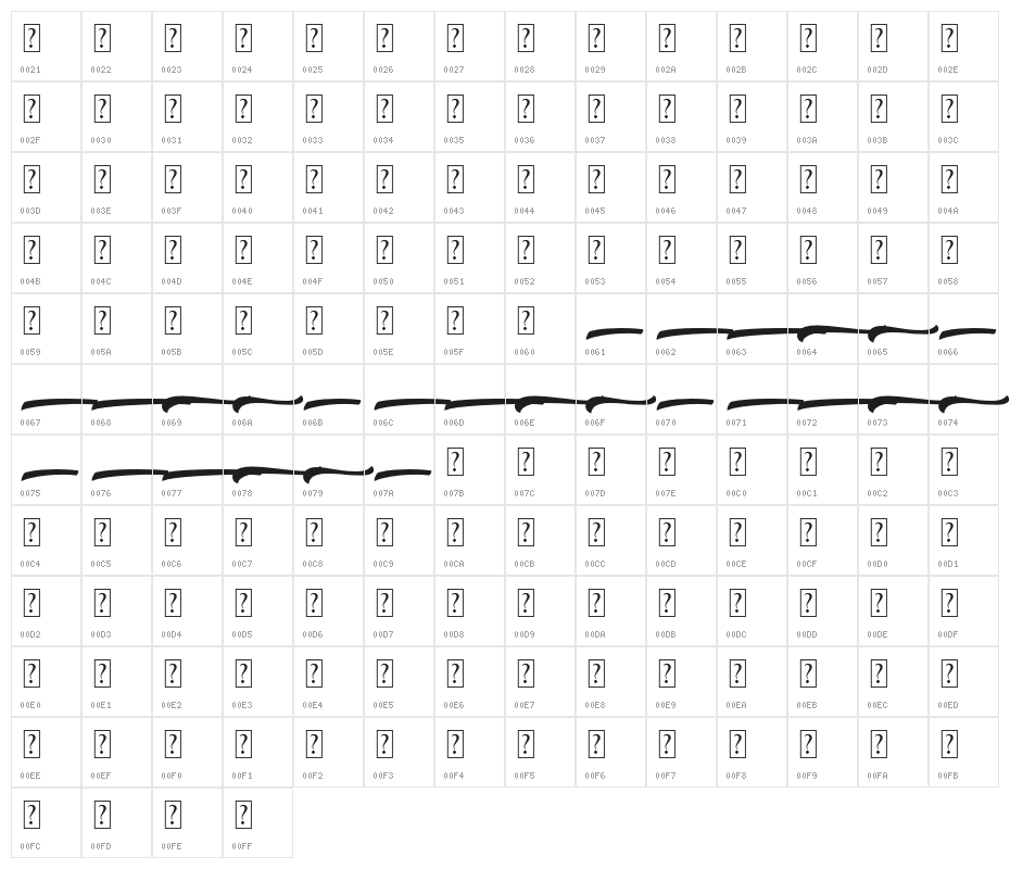 Classualswash Character Map