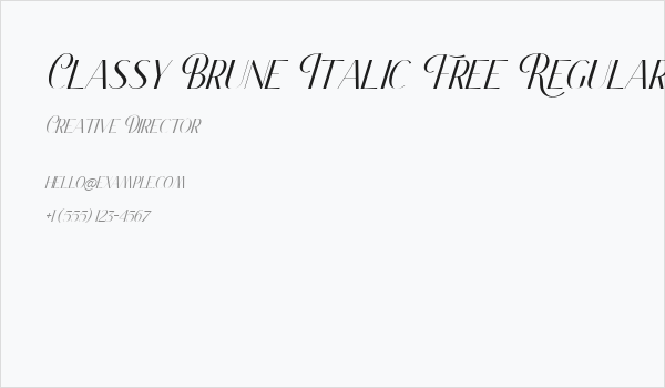 Classy Brune Italic Free Regular Business Card