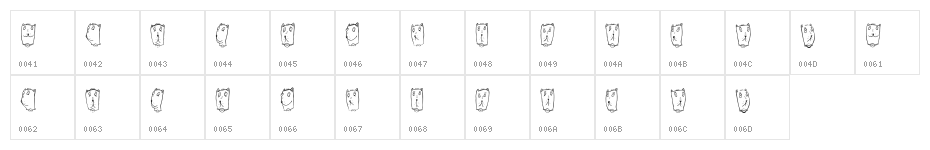 Claudio the Cat Regular Character Map