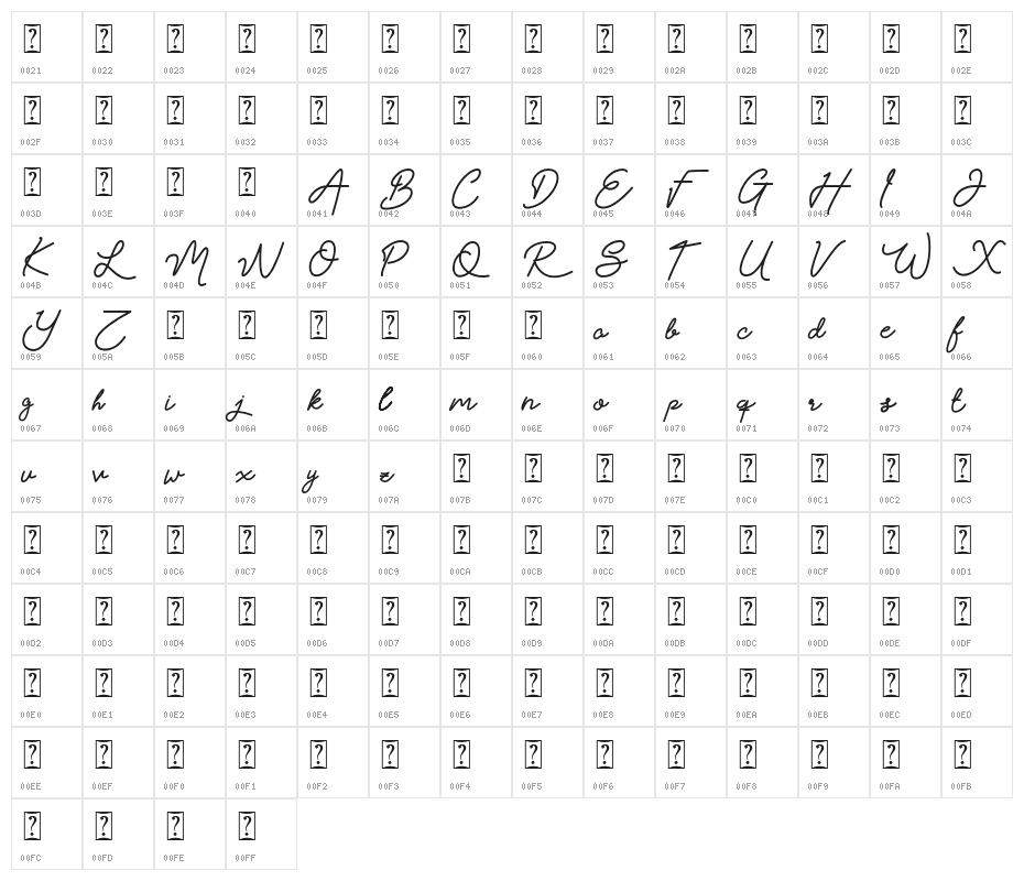 Claudya_DEMO Character Map