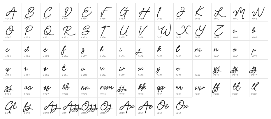 Claudya_DEMO Character Map