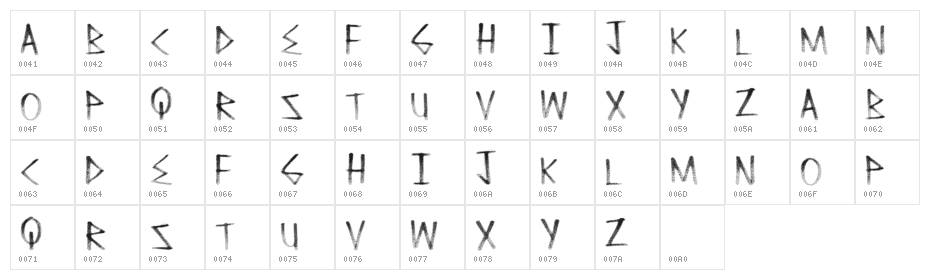 CleanFade Character Map