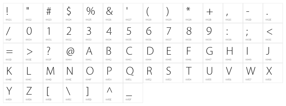 Cleanvertising-Light Character Map