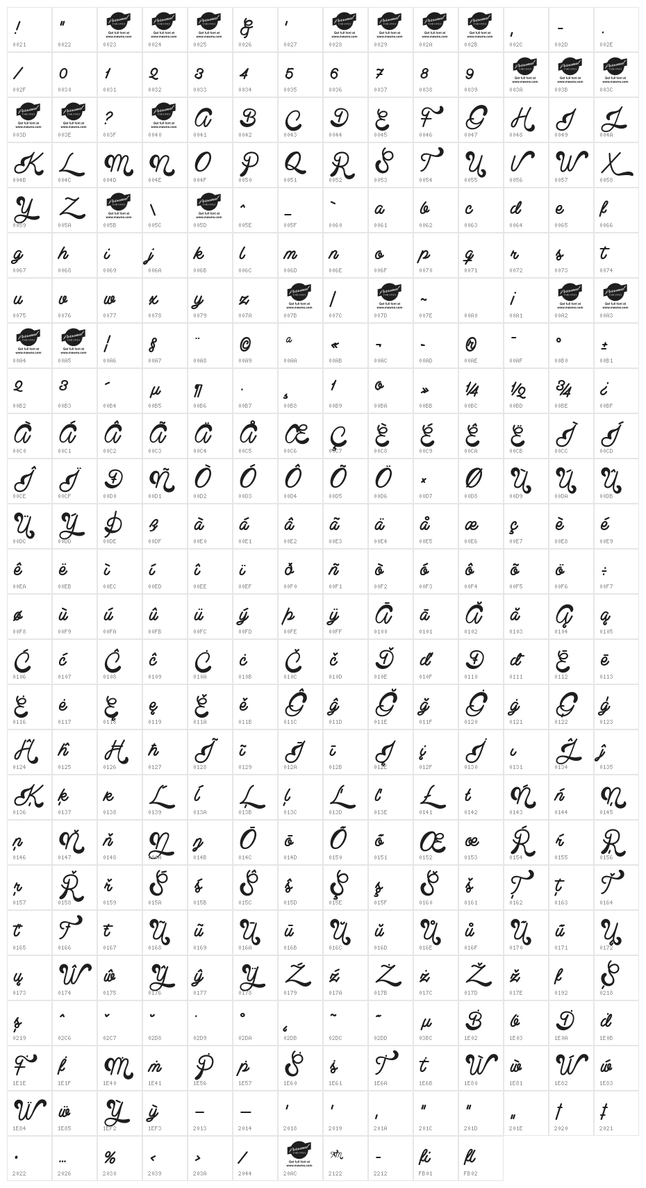 Clear Line - PERSONAL USE ONLY Character Map