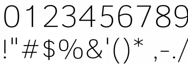 Clear Sans Thin Font OTHER CHARS