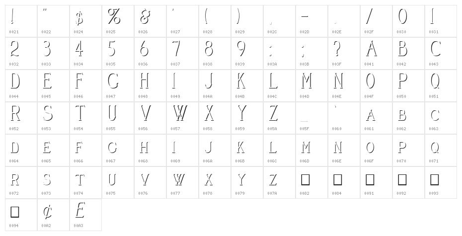 Cleaver's_Juvenia_Embossed Character Map
