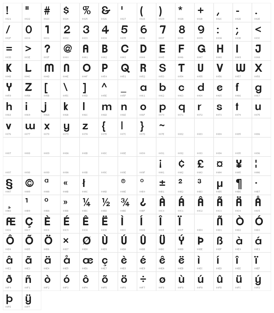 ClementePDak-SemiBold Character Map