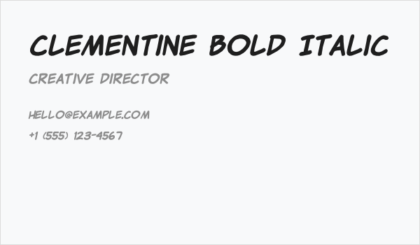 Clementine Bold Italic Business Card