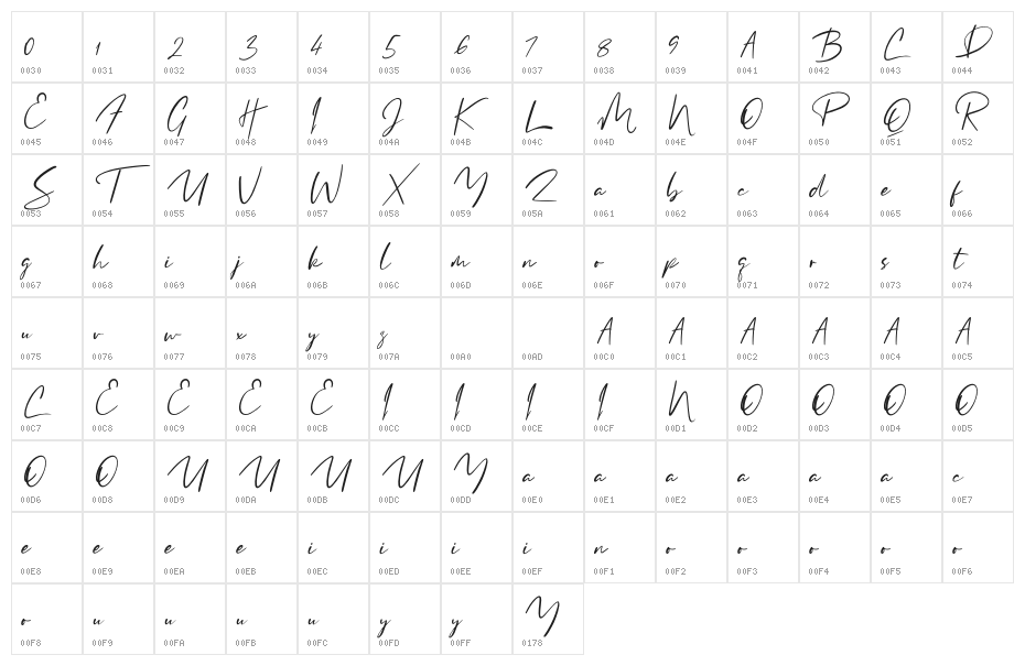 ClementineRegular Character Map