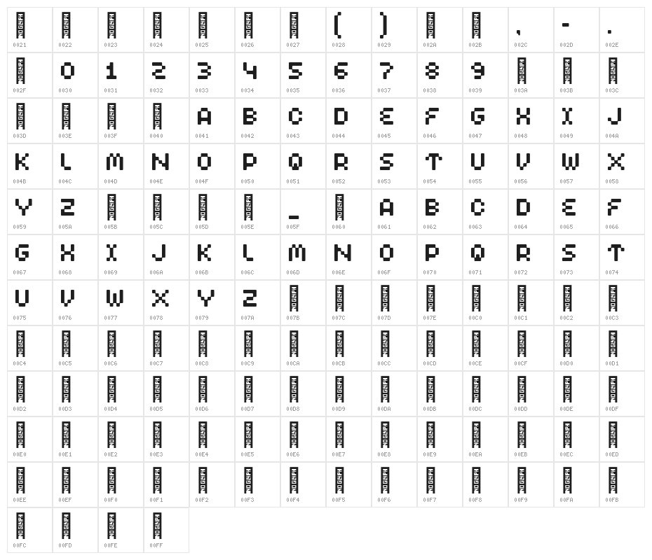 Clepto Regular Character Map