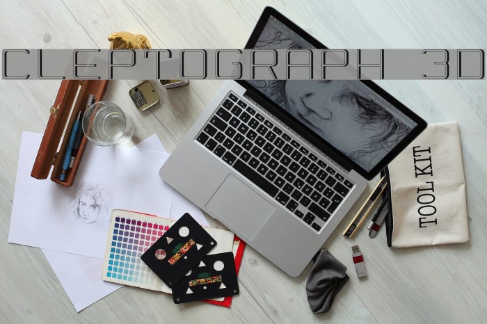 Cleptograph 3D Font examples