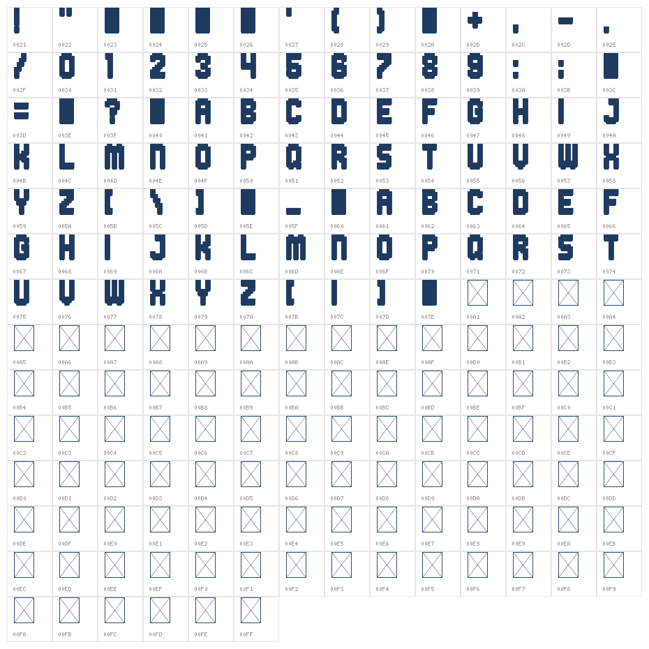 Clicky Bricks 3 Solid Regular Character Map