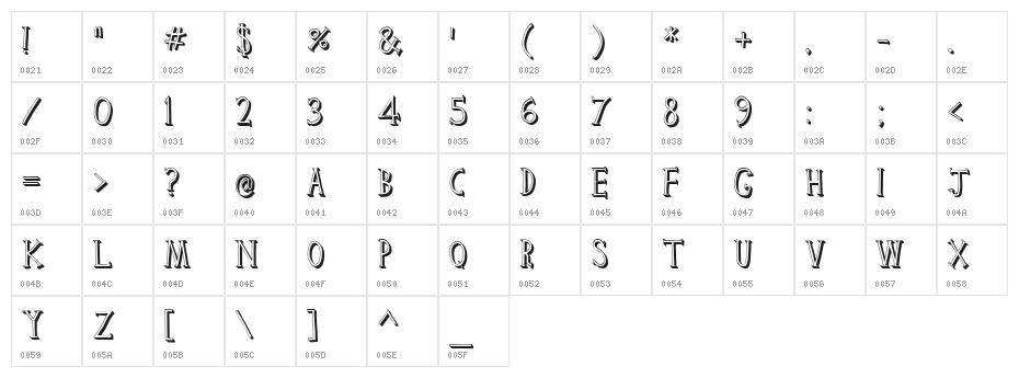 Clink Outlined Character Map