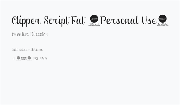 Clipper Script Fat [Personal Use] Business Card